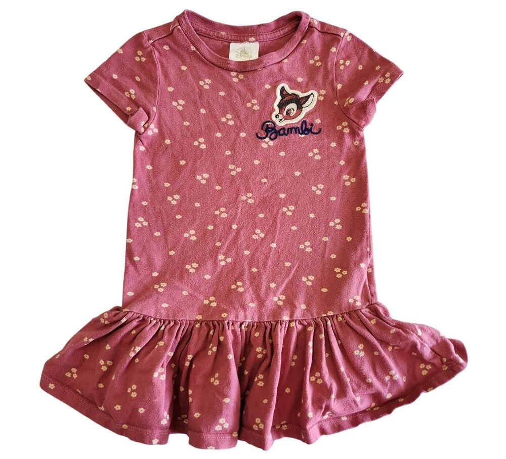 Disney Store Bambi 2T Rose Pink DRESS Embroidered Berries